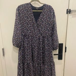 Madewell dress with tie waist in Harvest Vine
